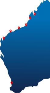 A map of Western Australia showing Kimberley Kerbs locations